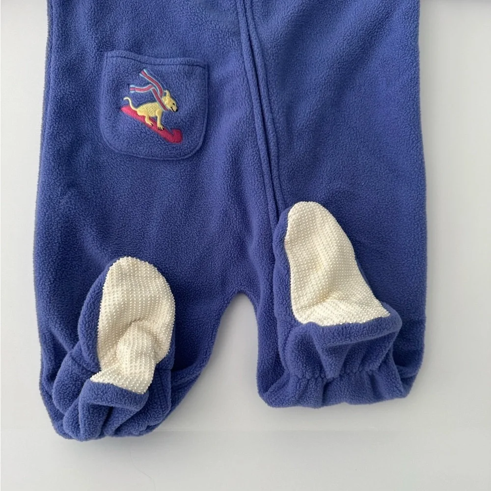 Vintage LL Bean Purple Fleece Footie Pajamas Size 6-12M